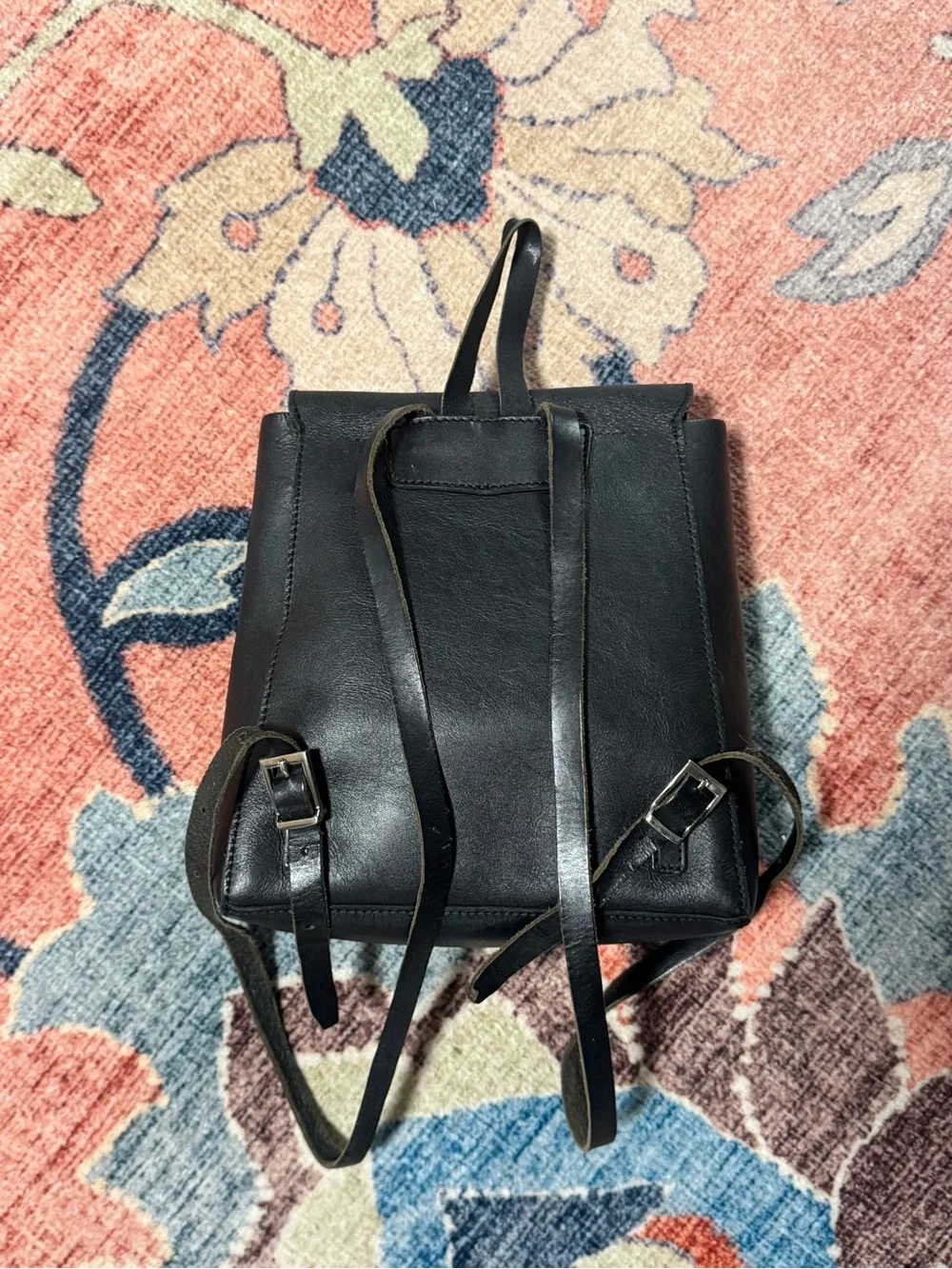 Purse Backpack Faux Leather Black